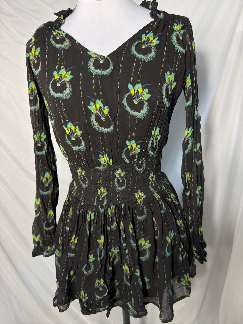 Free People Wild Horses Peacock Print Mini Dress